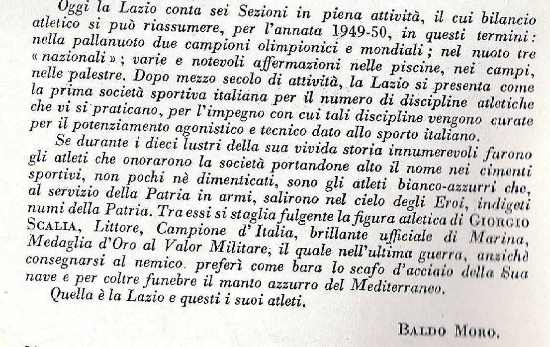 1950 – Articolo commemorativo del cinquantenario dalla nascita della SS Lazio