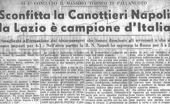 1956 – Il Messaggero sullo Scudetto della Lazio Nuoto