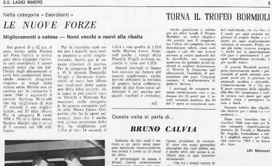 Notiziario SS Lazio Nuoto, pag. 3 del gennaio 1969