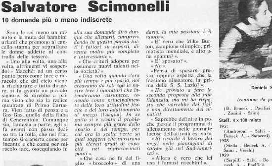 Notiziario SS Lazio Nuoto, pag. 2 del gennaio 1969