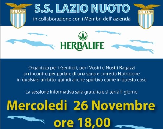 SS Lazio Nuoto e Herbalife sull’alimentazione